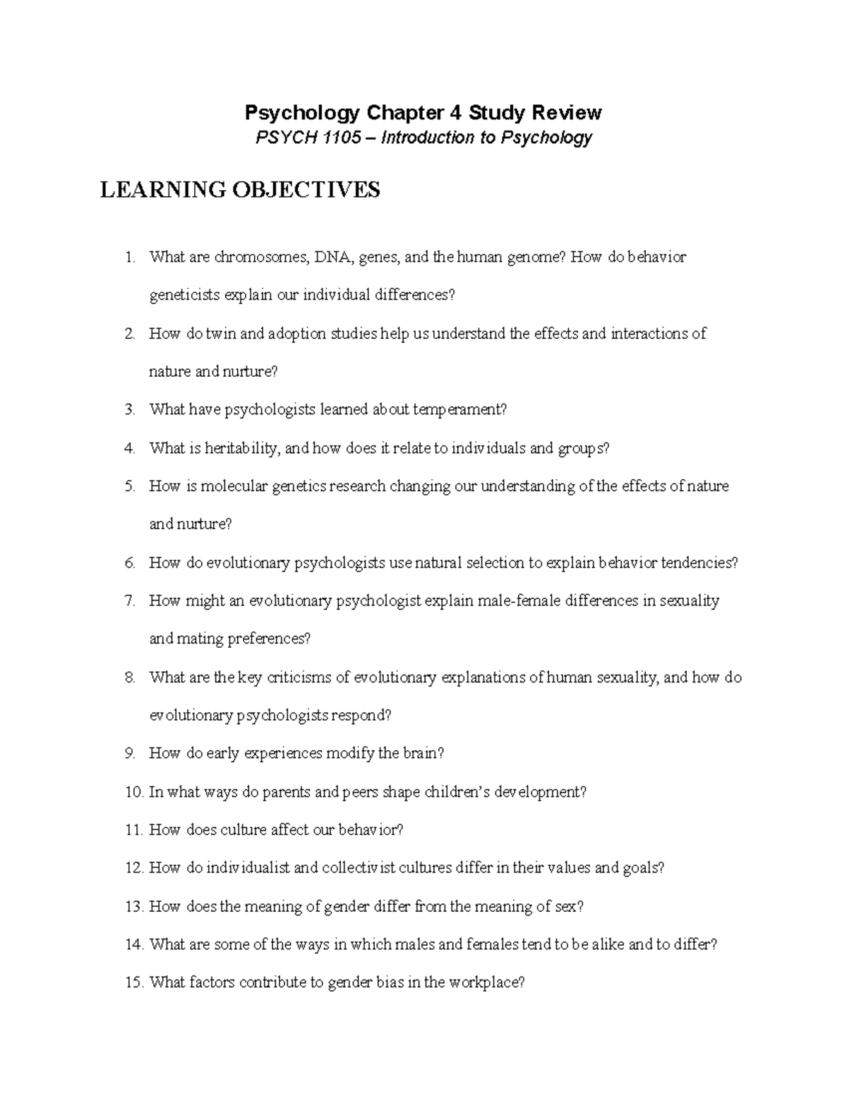 Psych 1105 - Chapter 4 Psychology Study Guide and Review - Studocu
