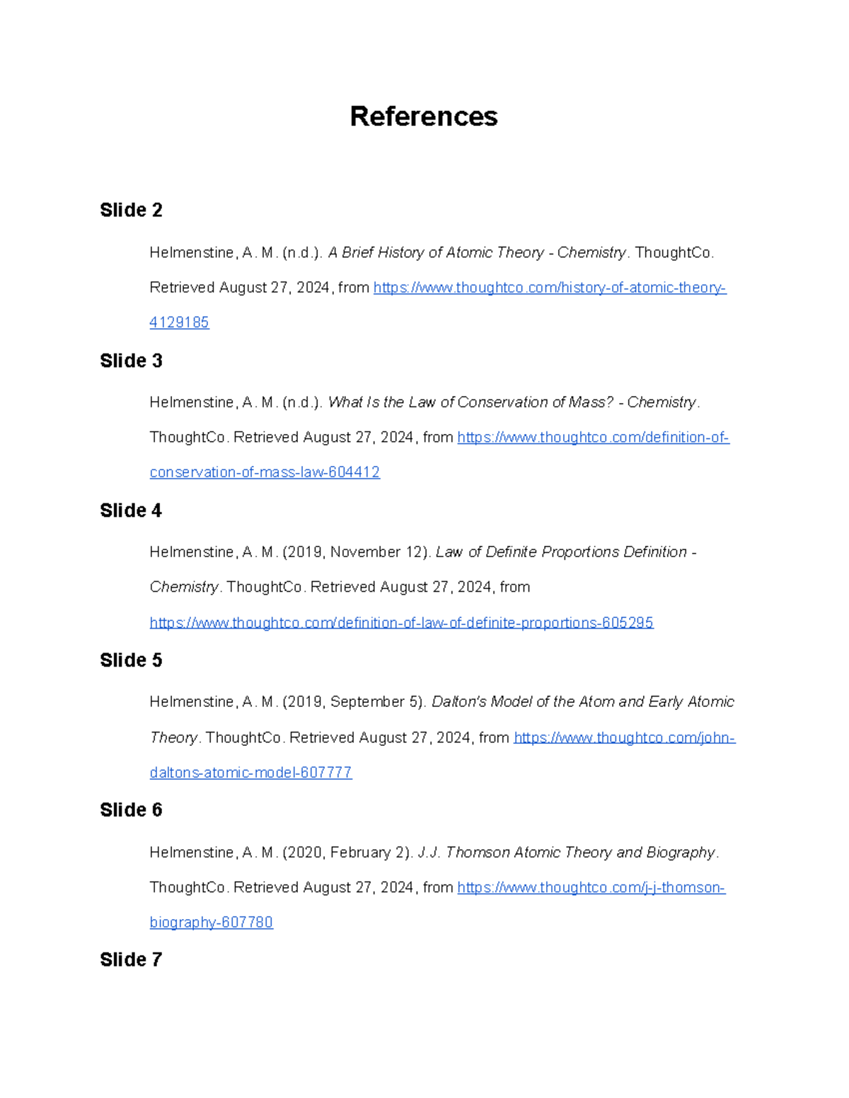 APA Reference Sheet for Atomic Theory Background and Sources - Studocu