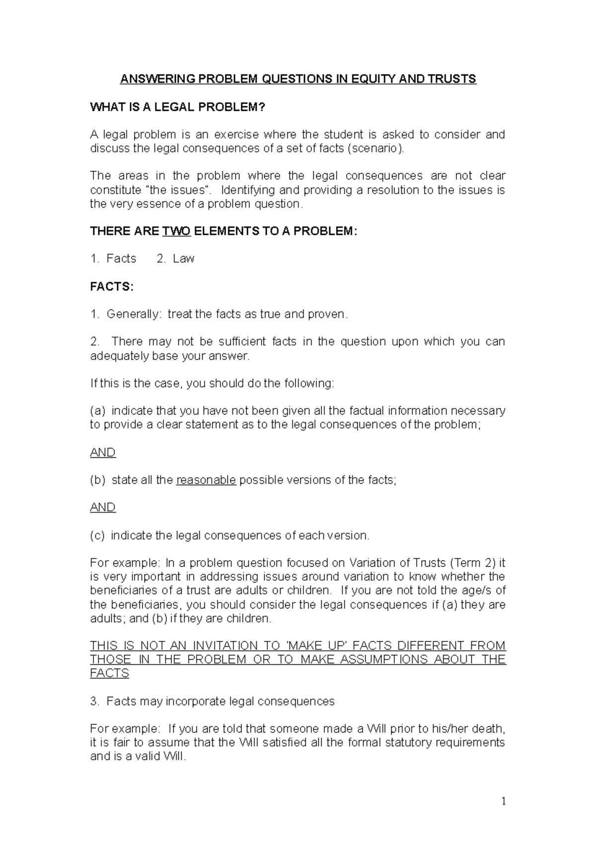 Equity & Trusts Problem Questions: Key Strategies & Insights - Studocu