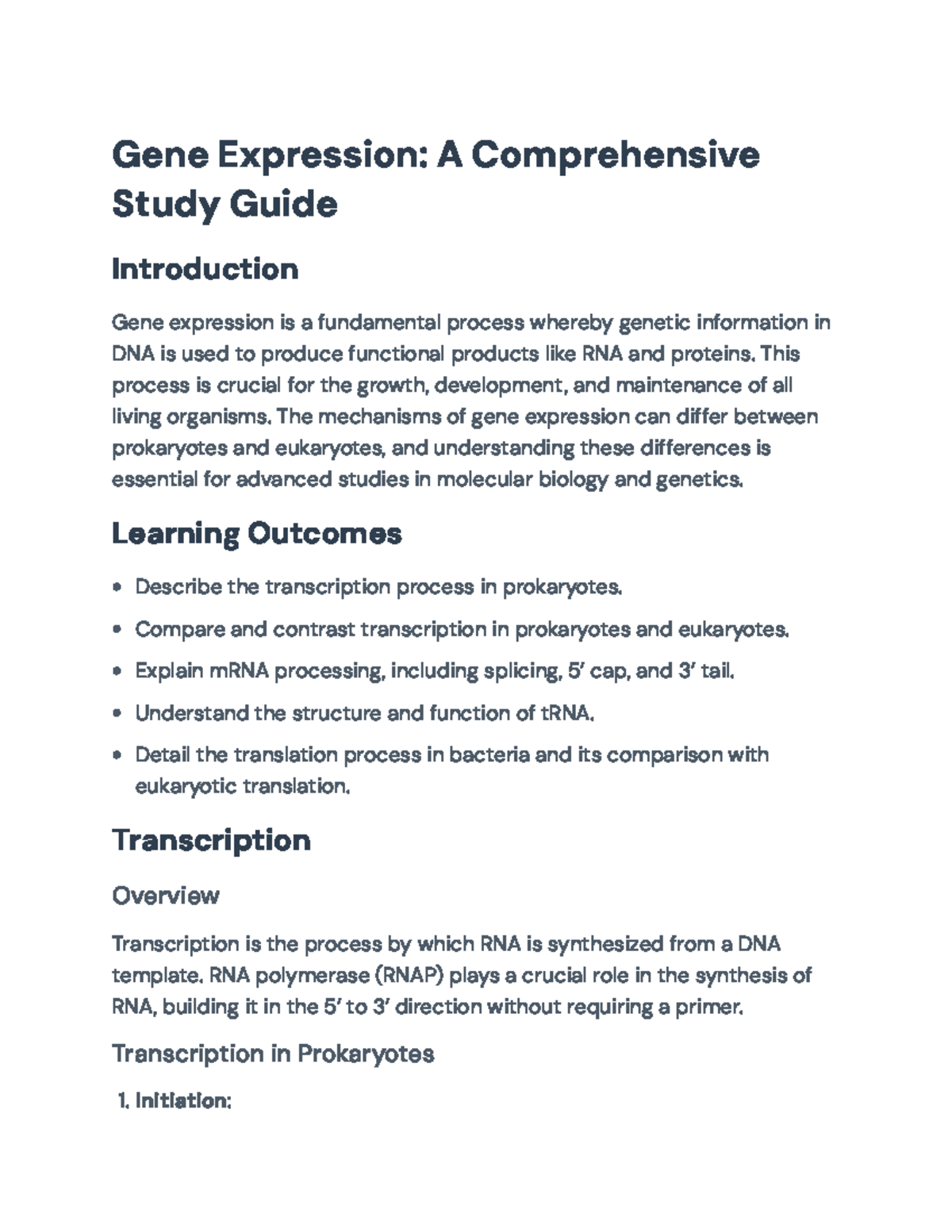 Gene Expression Study Guide: Mechanisms in Prokaryotes & Eukaryotes ...