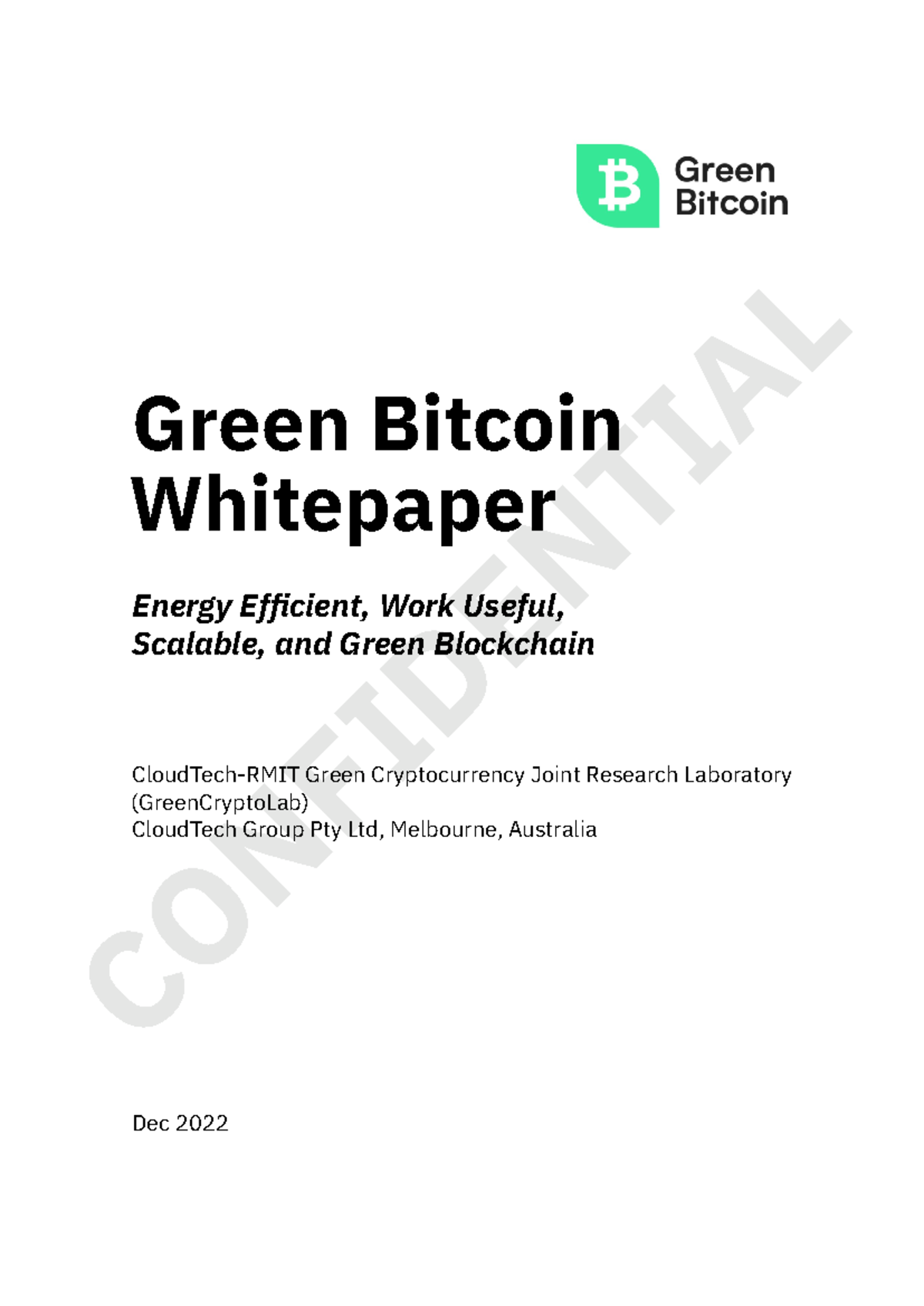 Green Bitcoin Whitepaper v1: A Sustainable Blockchain Approach - Studocu
