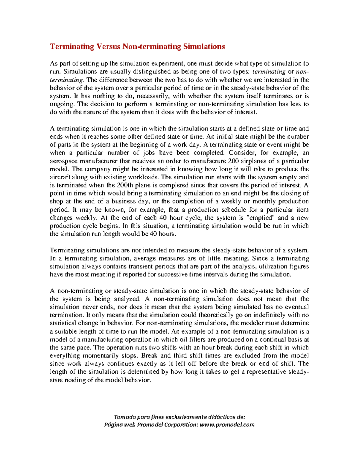 Terminating vs Nonterminating Simulations: Key Concepts and Methods ...