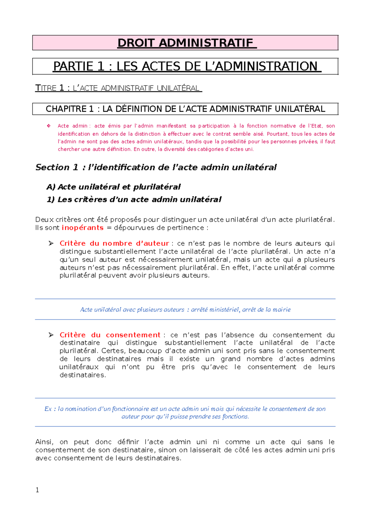 CM droit administratif - DROIT ADMINISTRATIF PARTIE 1 : LES ACTES DE L ...