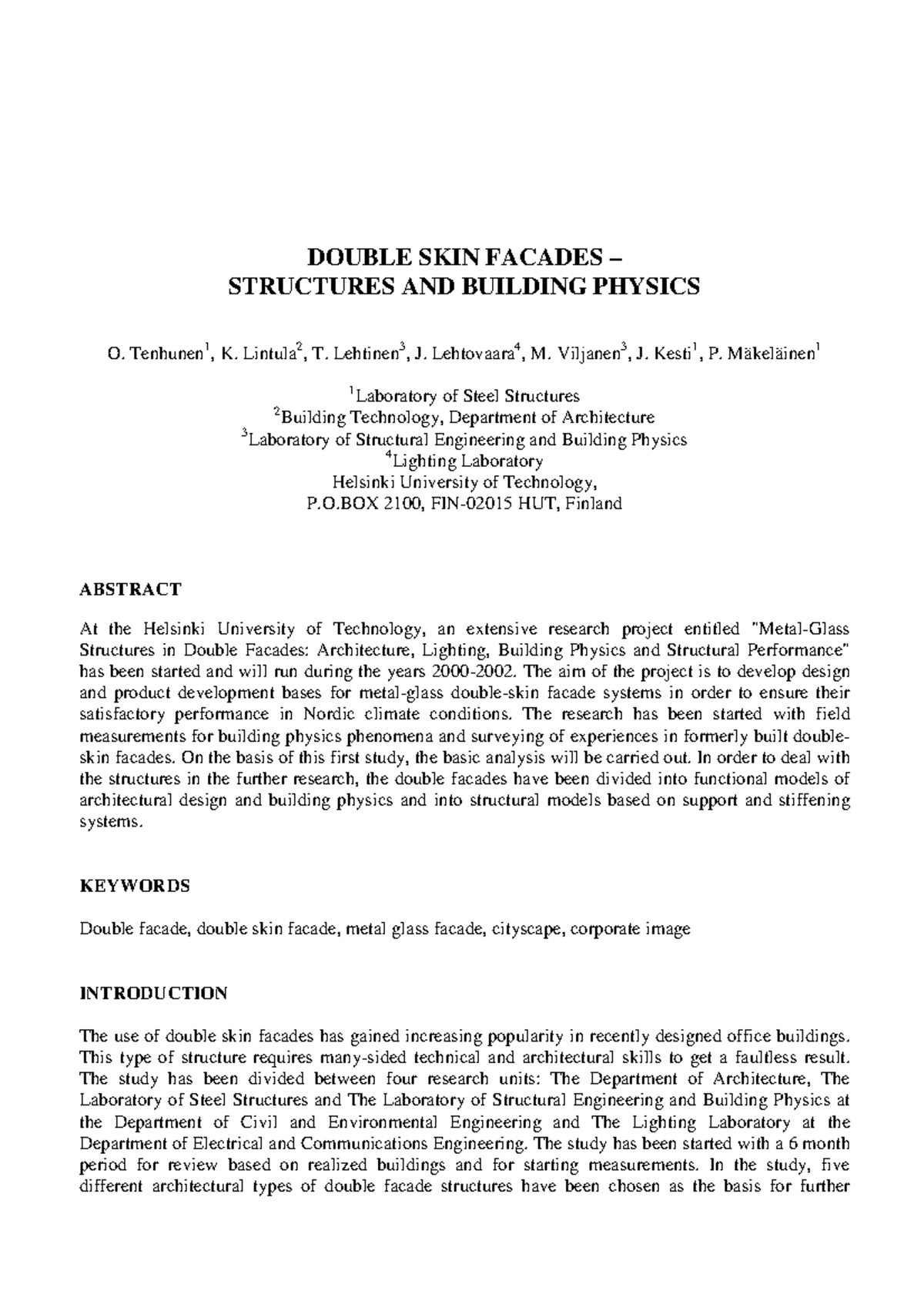 Double Skin Facades: Structures and Building Physics - Studocu