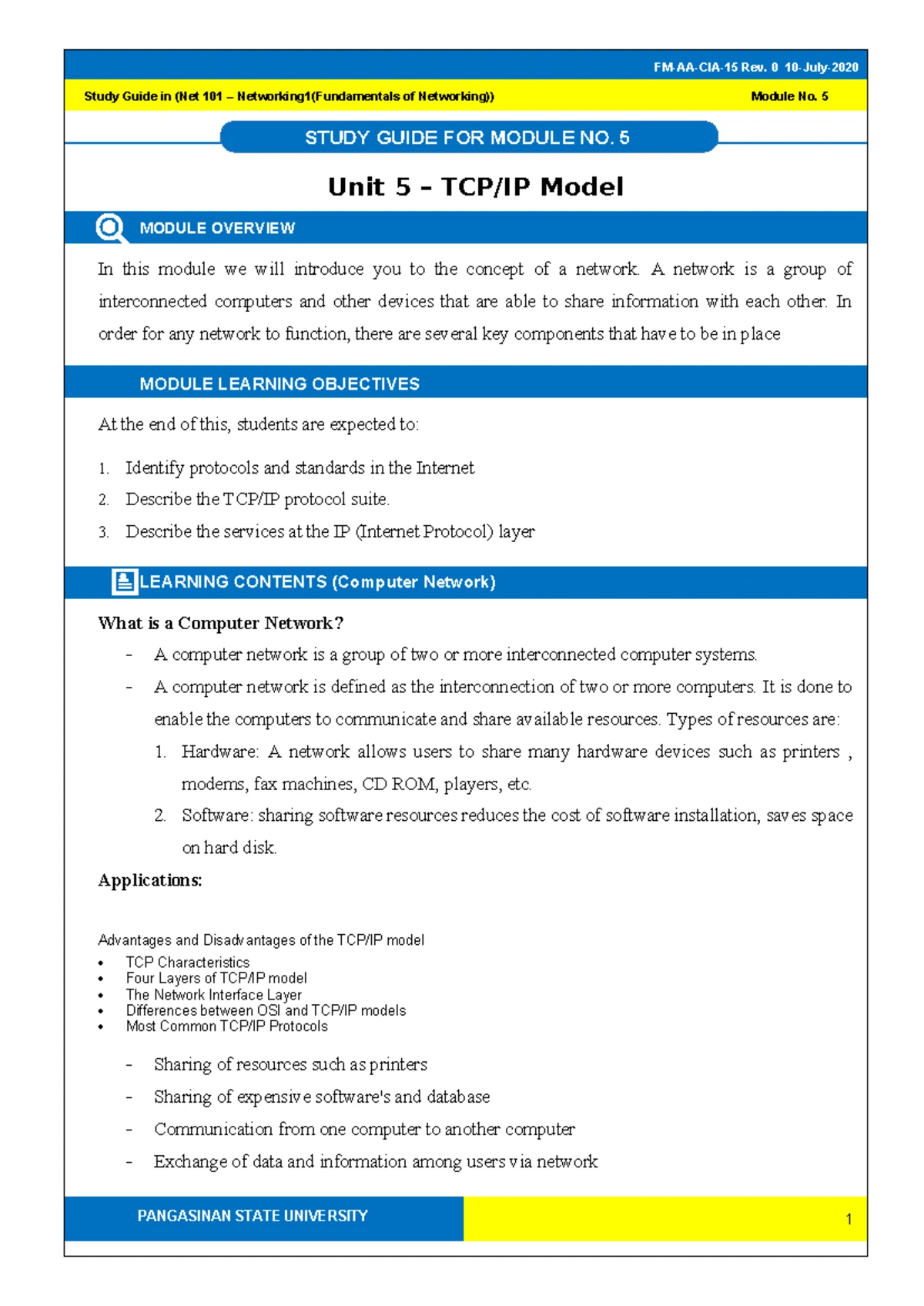 Net 101 Study Guide: OSI Model Overview and Functions (Module 4) - Studocu