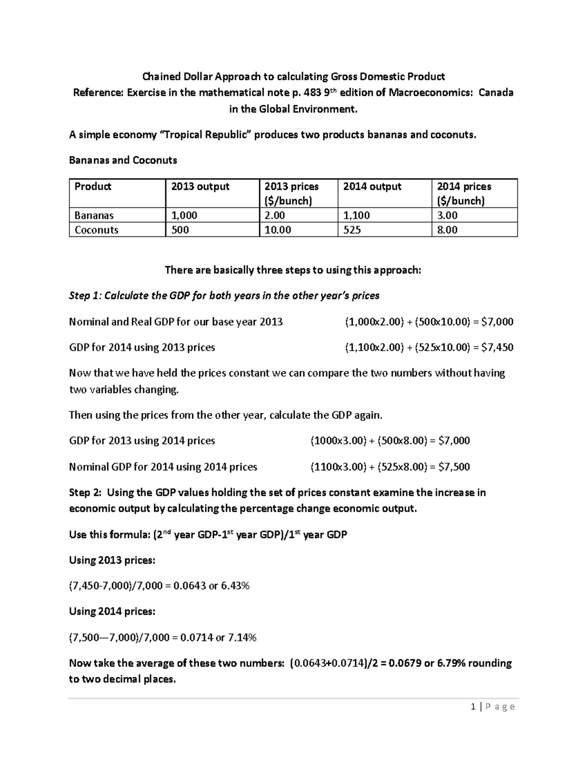 Exercise Chaindollar Method - Chained Dollar Approach to calculating ...