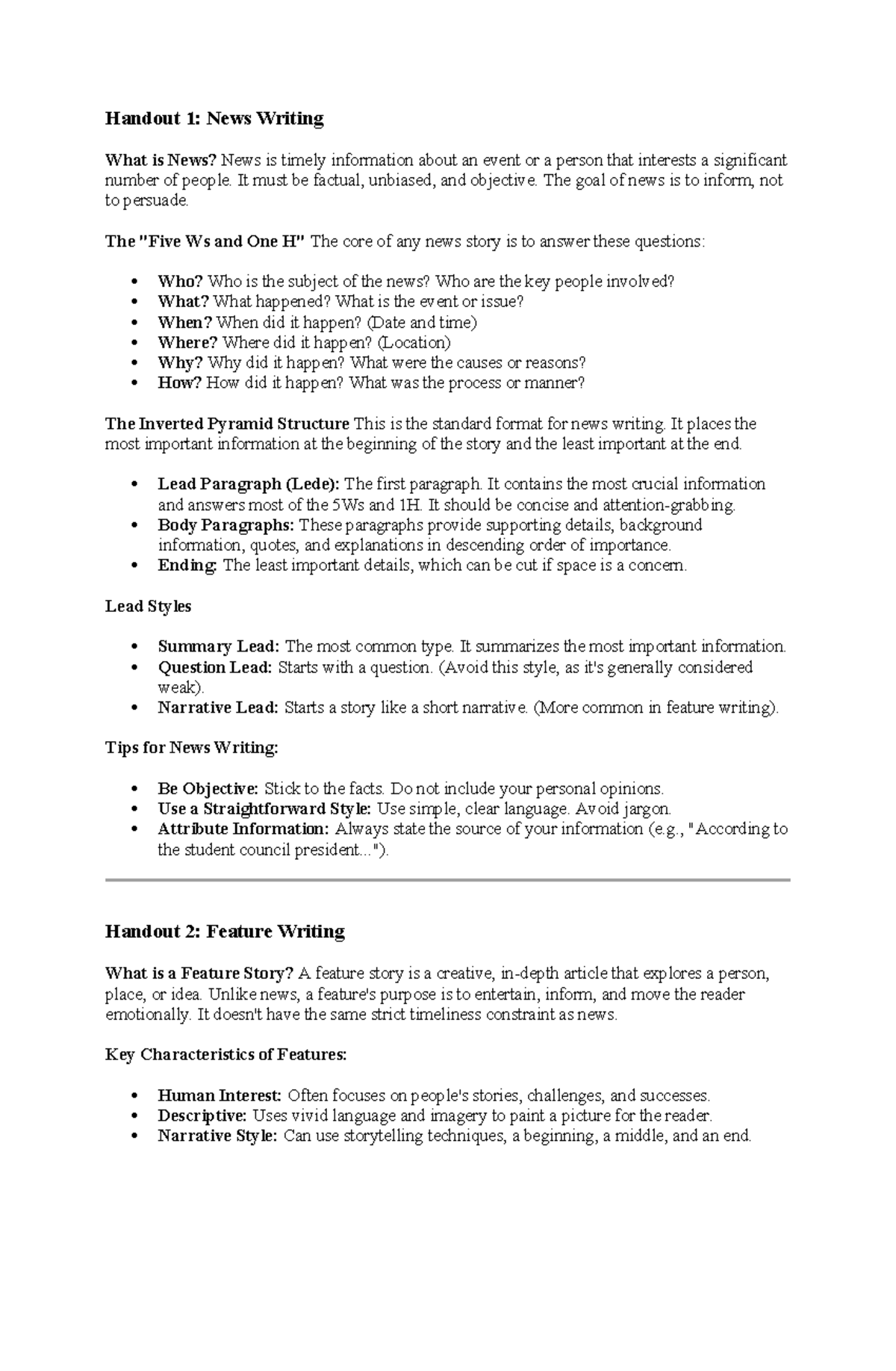 Campus Journalism: News, Features, and Editorial Writing Guide - Studocu