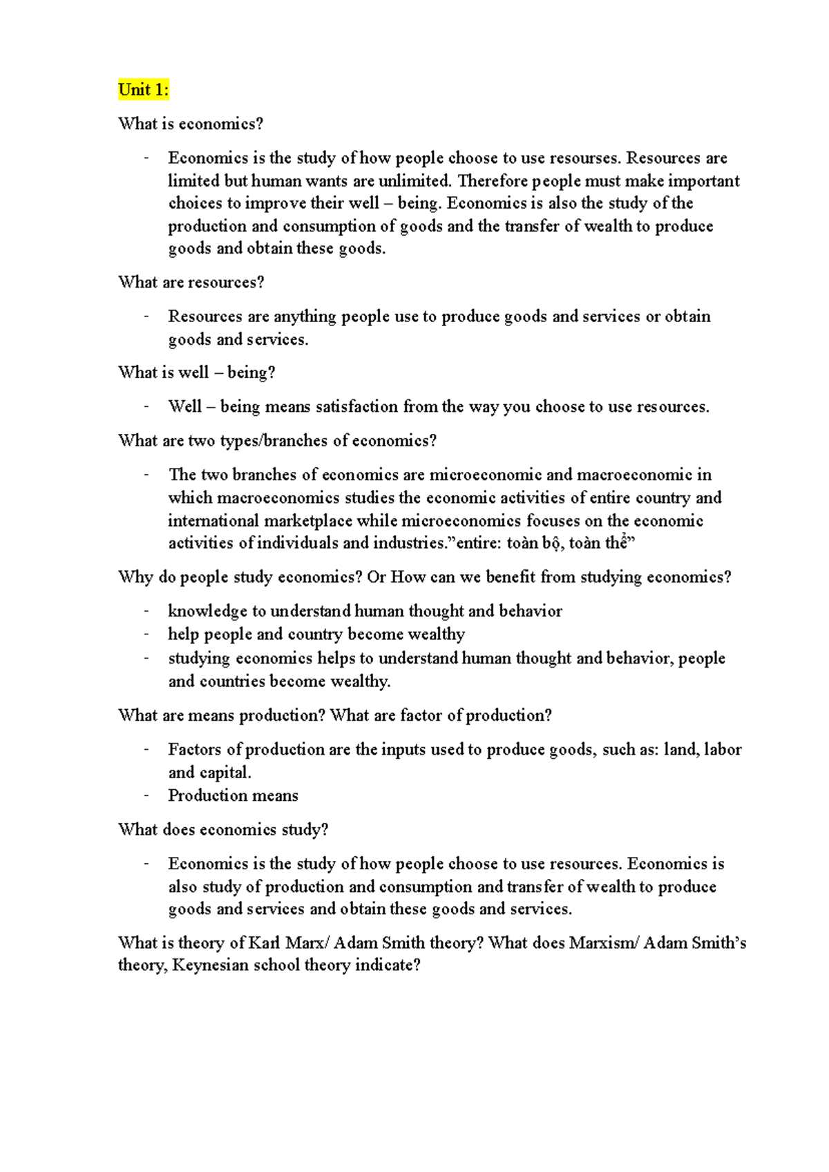 Economics Overview: Key Concepts and Systems (ECON 101) - Studocu