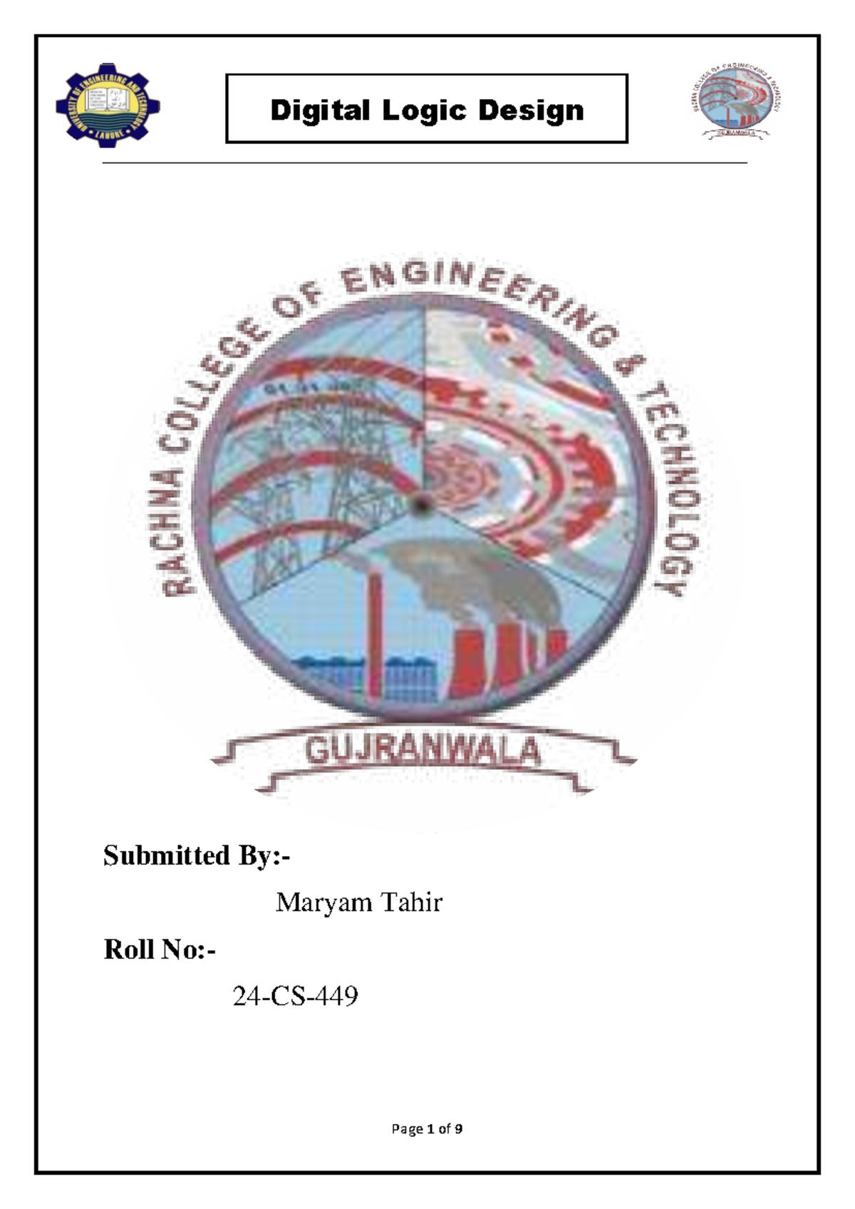 Digital Logic Design Assignment: 4-Bit ALU Implementation (24-CS-449 ...