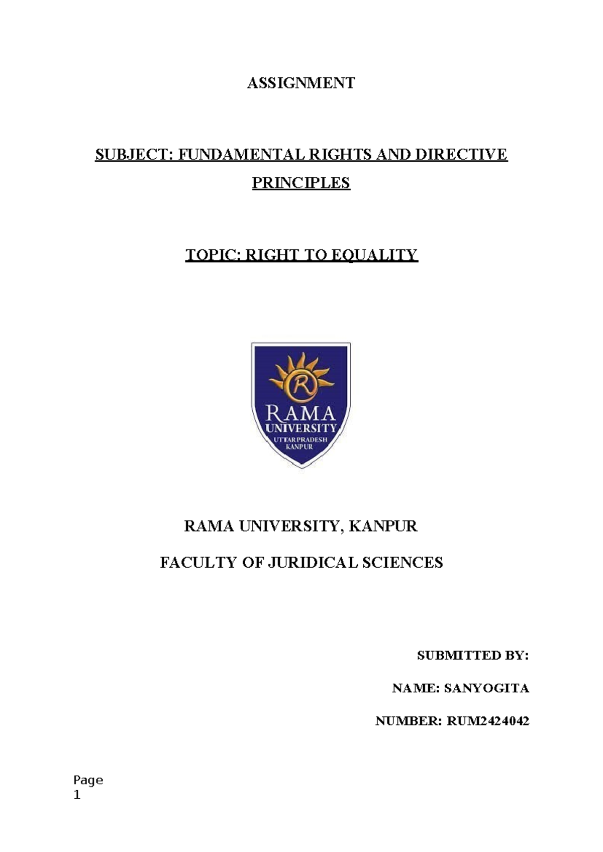 RUM2424042: The Right to Equality - Fundamental Rights Overview - Studocu