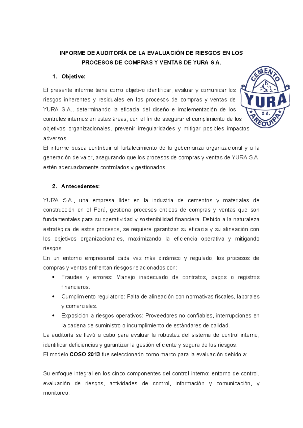 Informe de Auditoría sobre Riesgos en Compras y Ventas - Trabajo Final ...