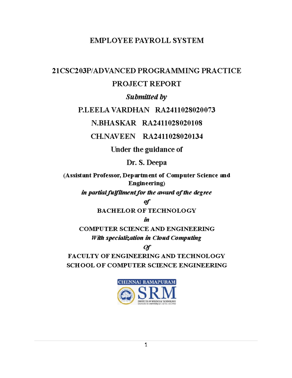Employee Payroll System Programming Project Report - BDA CC - Studocu
