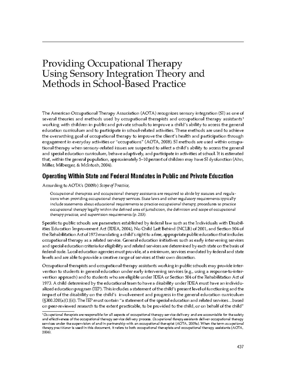 TO Escuela AR IS - Providing Occupational Therapy Using Sensory ...
