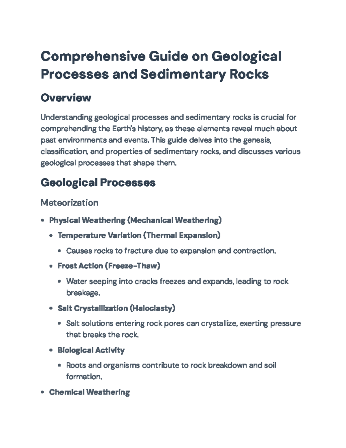 Geological Processes and Sedimentary Rocks: An In-Depth Study Guide ...