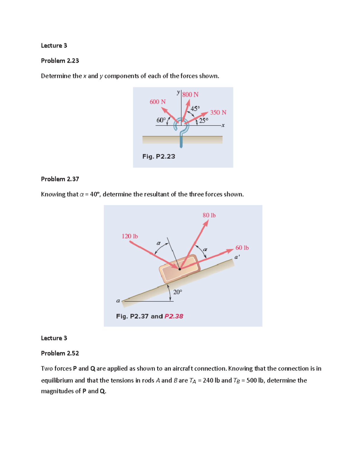 Homework 2 - Lecture 3 Force Component Analysis - Studocu