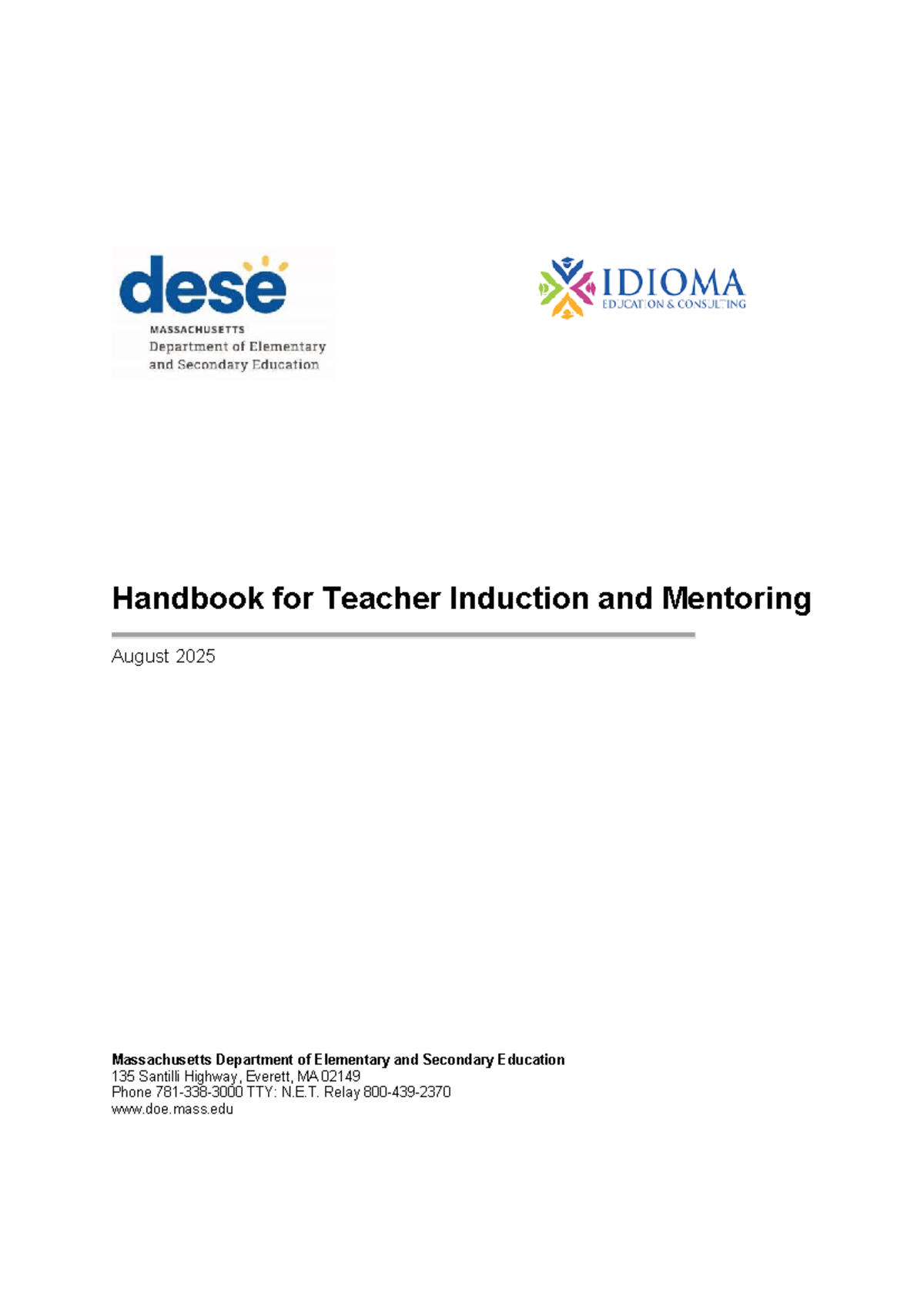 Handbook for Teacher Induction & Mentoring in MA (2025) - Studocu