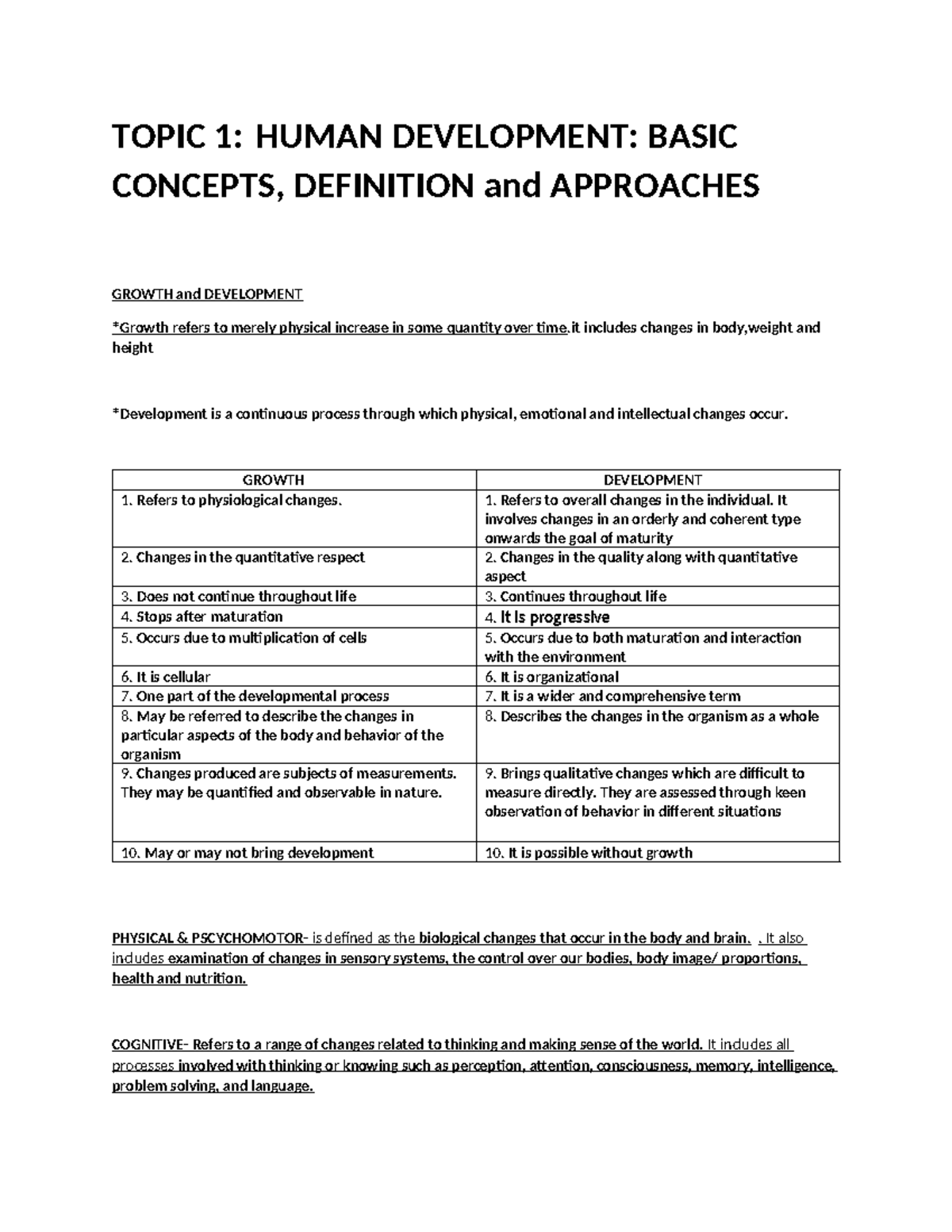 CALP Reviewer Topic 1. ON Growth AND Development - TOPIC 1: HUMAN ...
