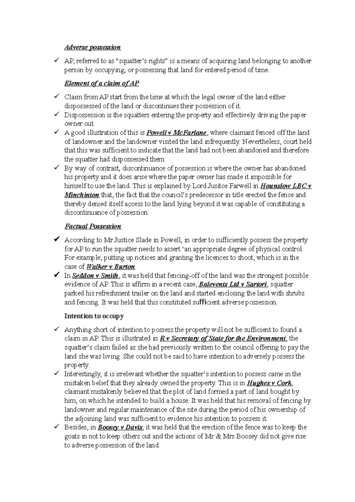 Adverse Possession Explained: AP Principles and Case Law (Law Degree ...
