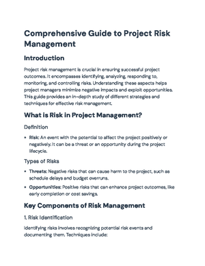 Comprehensive Project Risk Management Guide - Comprehensive Guide to ...