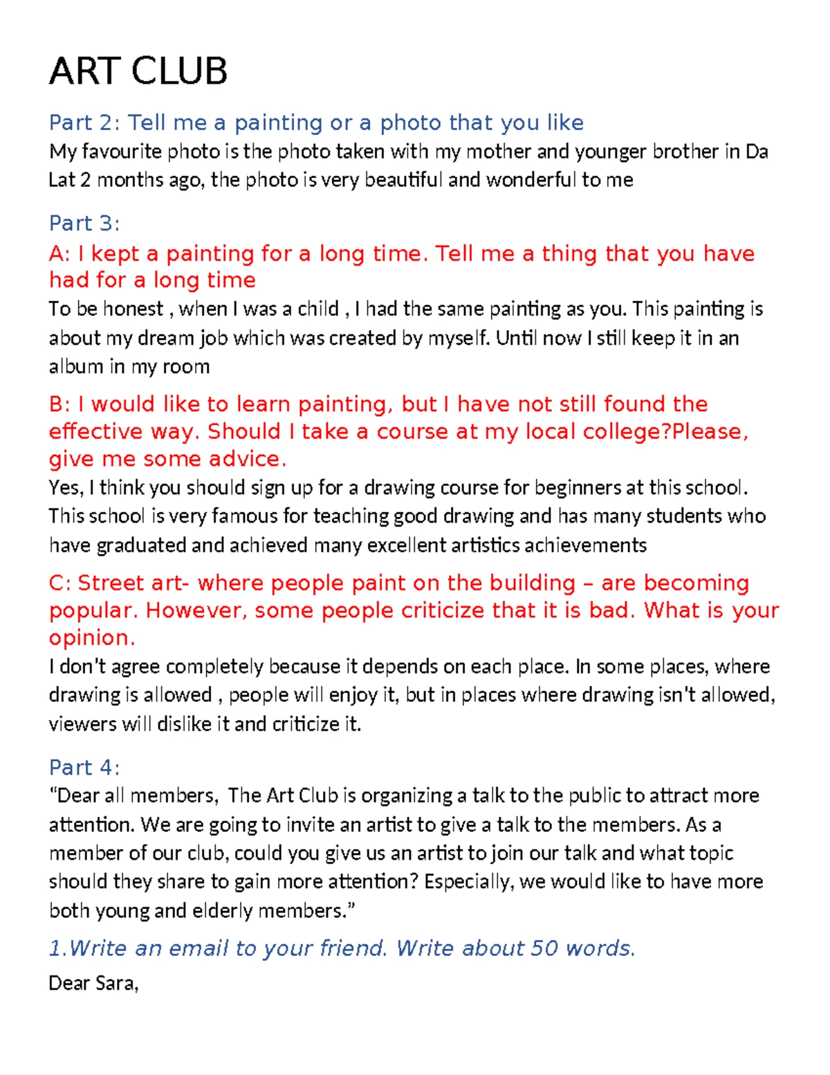 Technology CLUB - Writing and Suggestions for Improvement - Studocu