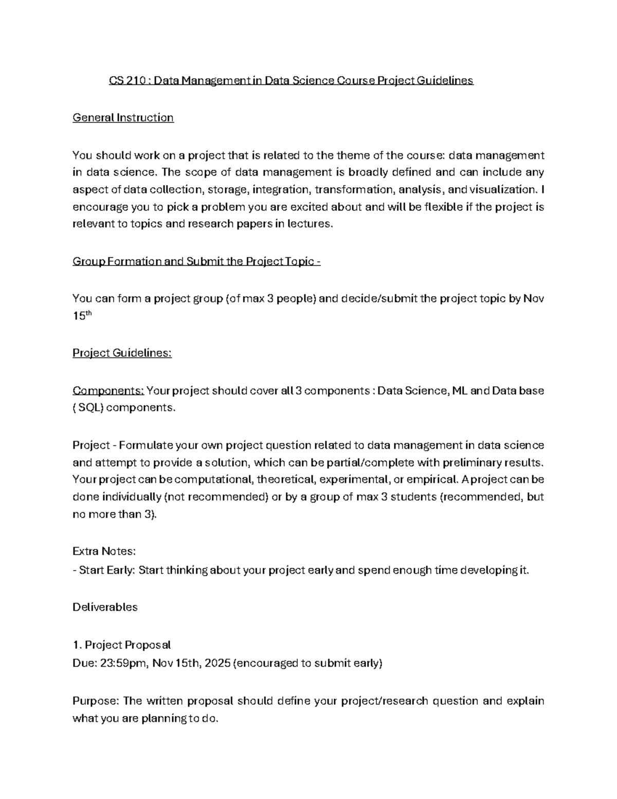 CS 210: Data Management in Data Science Group Project Guidelines - Studocu