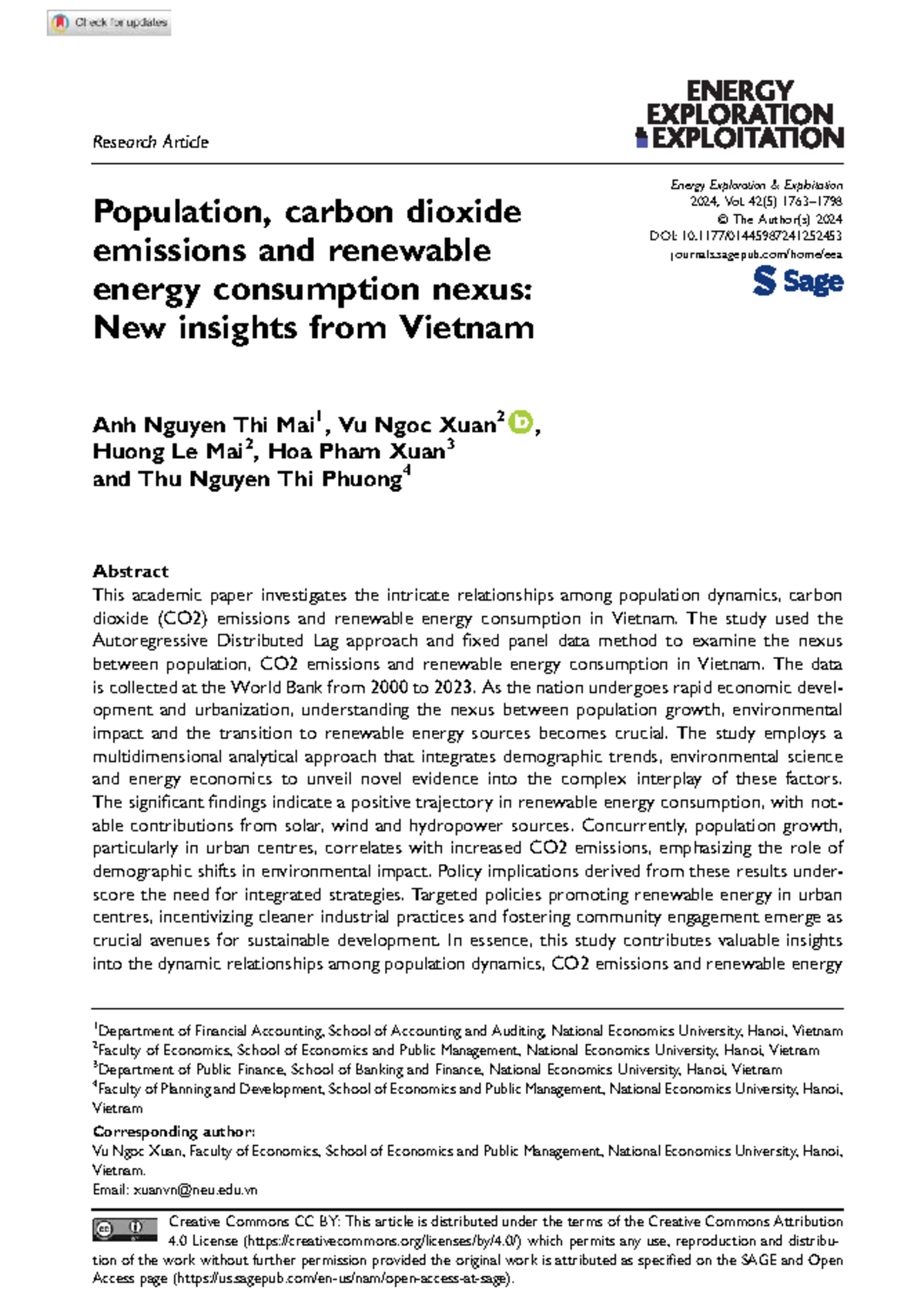 Population Dynamics, CO2 Emissions & Renewable Energy Nexus in Vietnam ...