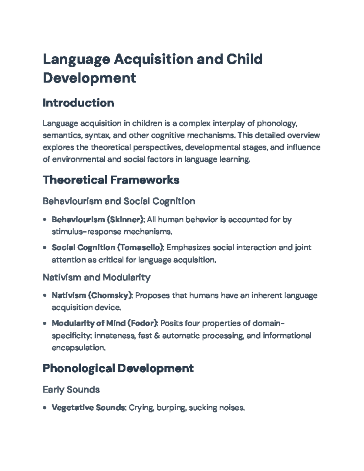 Language Acquisition and Development: Theoretical Perspectives and ...