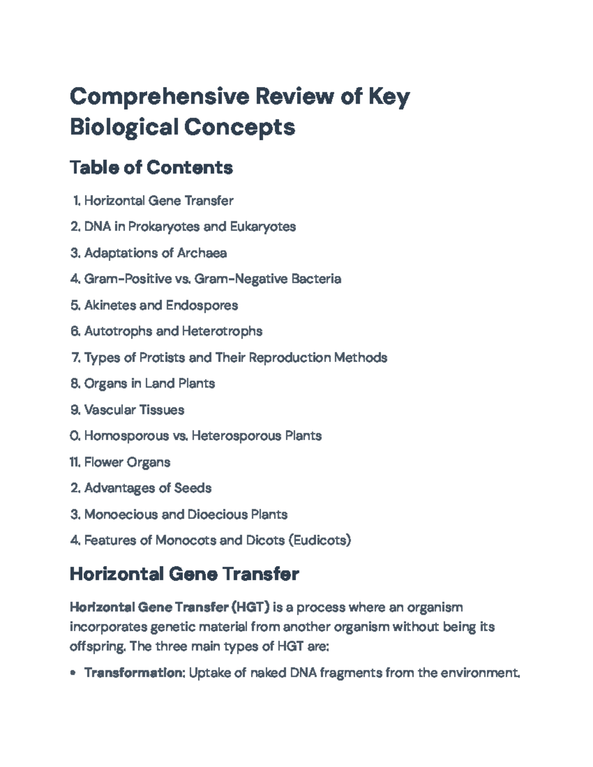 Biological Concepts Overview: Key Topics and Class Insights ...