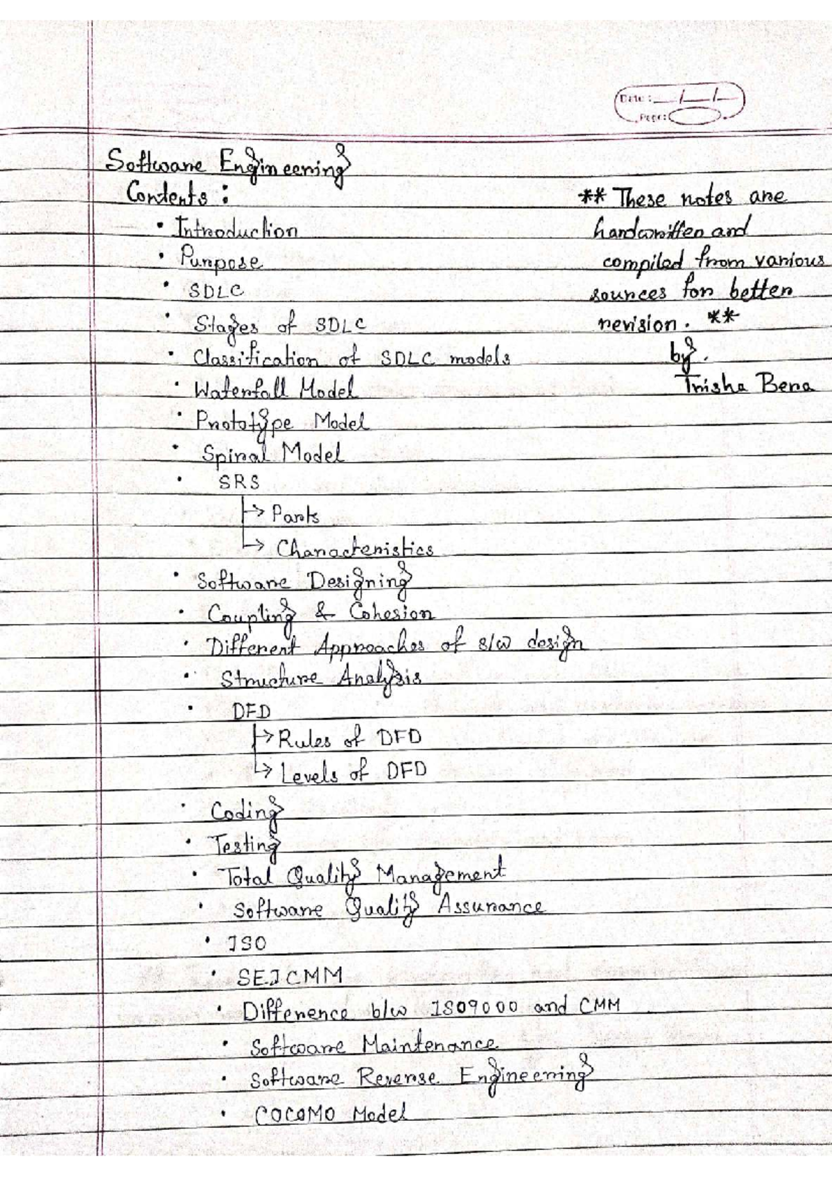 Software Engineering B.Tech CSE,IT Semester Exam Notes: SDLC Models ...