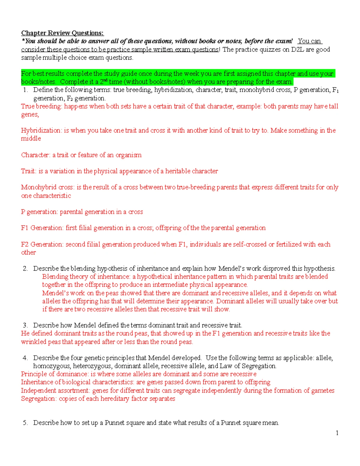 Chapter Review Questions 1 - Chapter Review Questions: *You should be ...