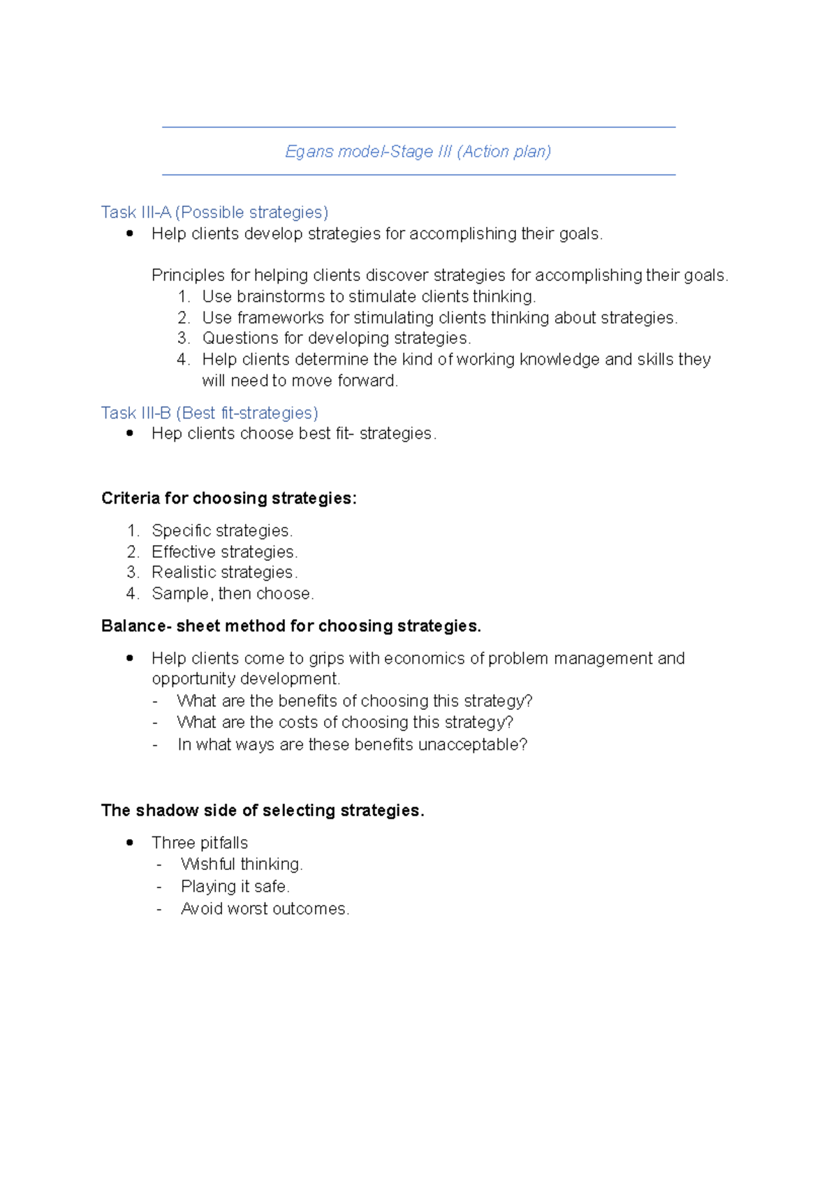 Stage 3: Summary of Basic Counseling & Ethical Conduct Strategies - Studocu