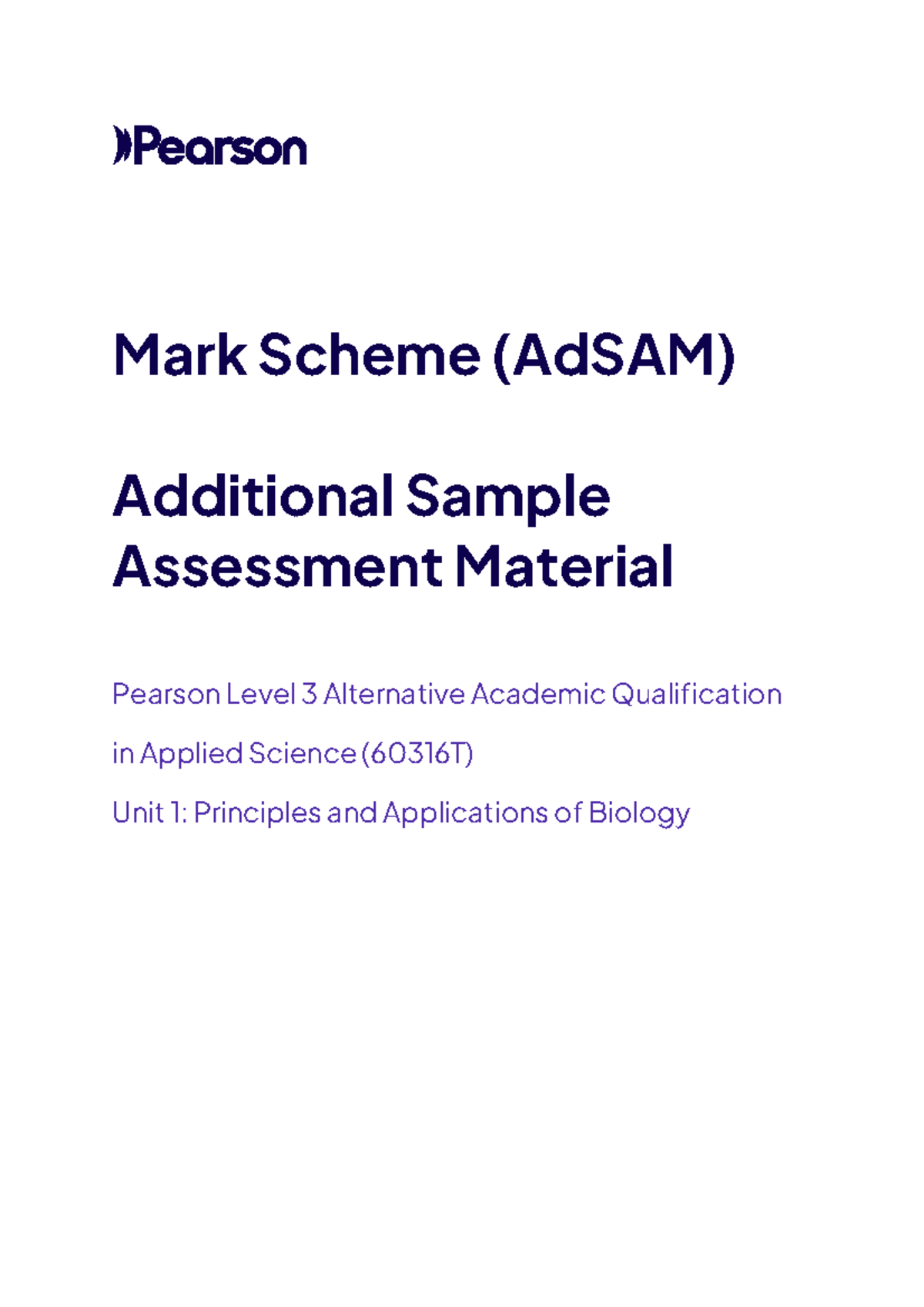 Mark Scheme - L3 U1 AS (60316T) Additional Sample Assessment Material ...