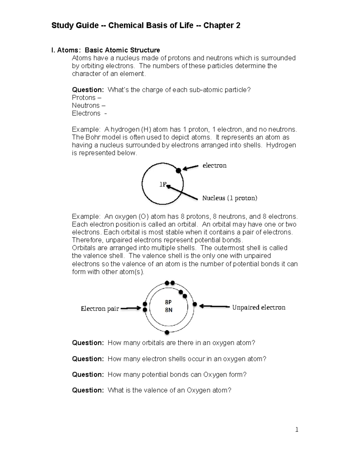 Final Exam Study Guide: Chemical Basis of Life - Chapter 2 - Studocu