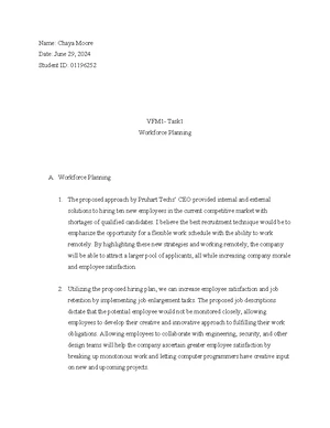 D354 Task 1 Guide - Workforce Planning and Job Enrichment ...