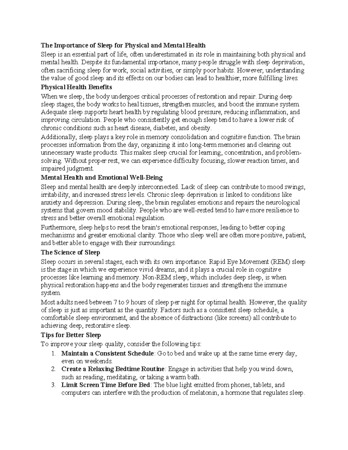 The Role of Sleep in Mental & Physical Health: Key Insights & Tips ...