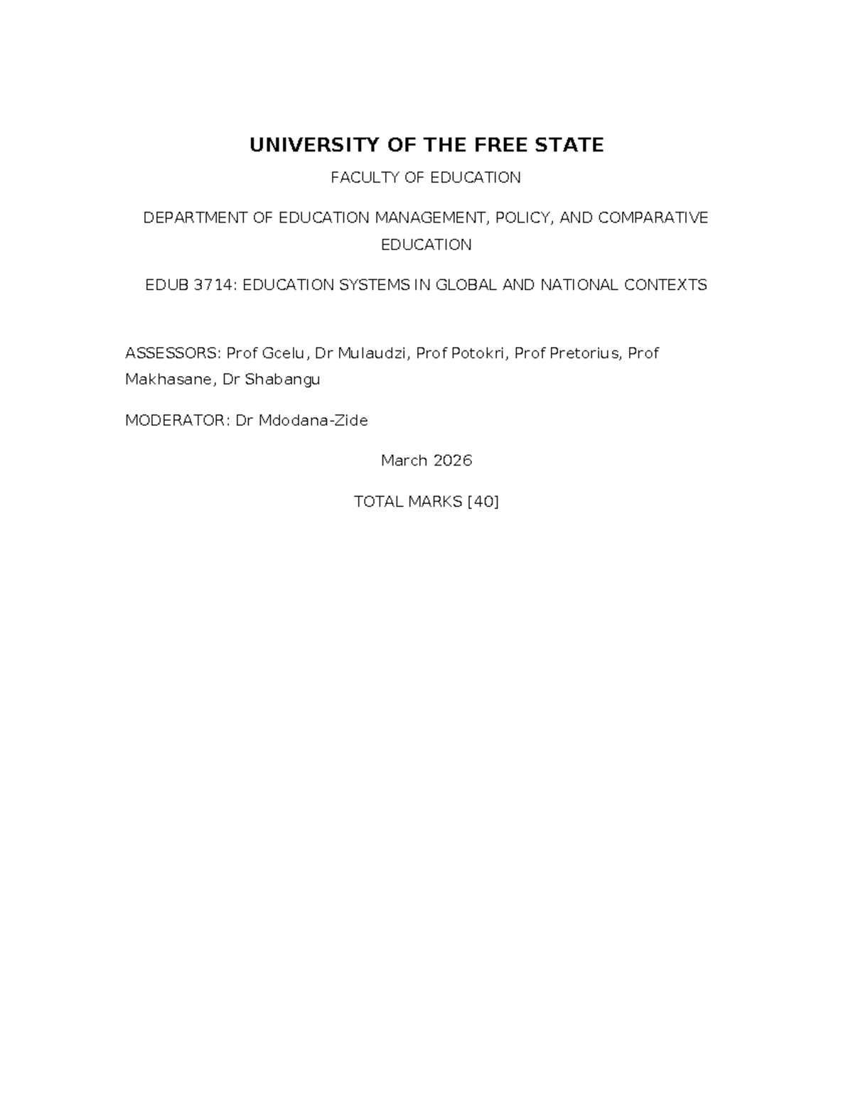 EDUB 3714 Comparative Education Case Study Group Assignment (2026 ...