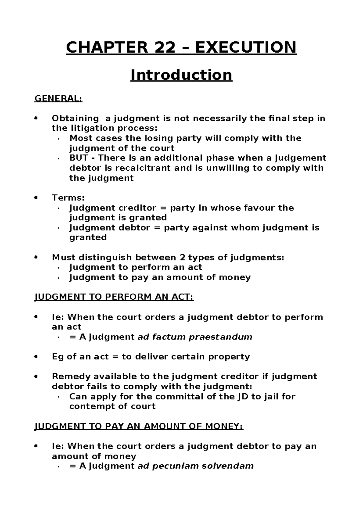 Civil Procedure Chapter 22: Execution and Enforcement of Judgments ...