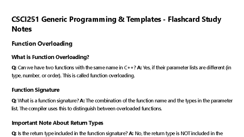 CSCI251 - Lecture 8: Function Overloading & Generic Programming ...