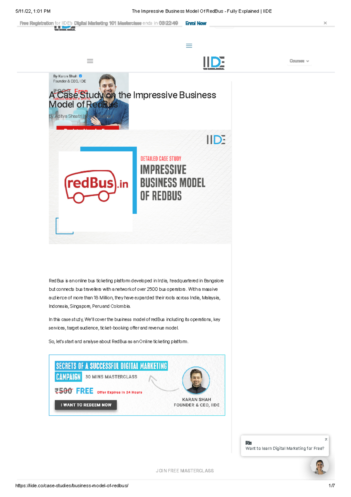 Case Study: Business Model of RedBus - An In-Depth Analysis IIDE - Studocu
