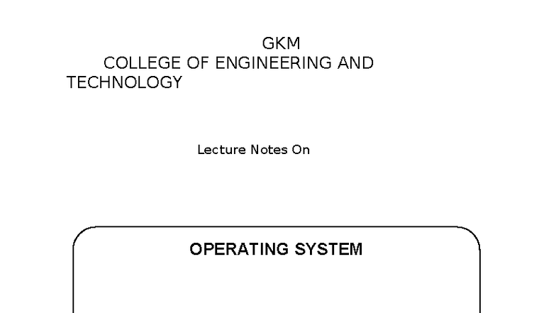 CS3451 Lecture Notes on Operating Systems by S. Saraswathi - Studocu
