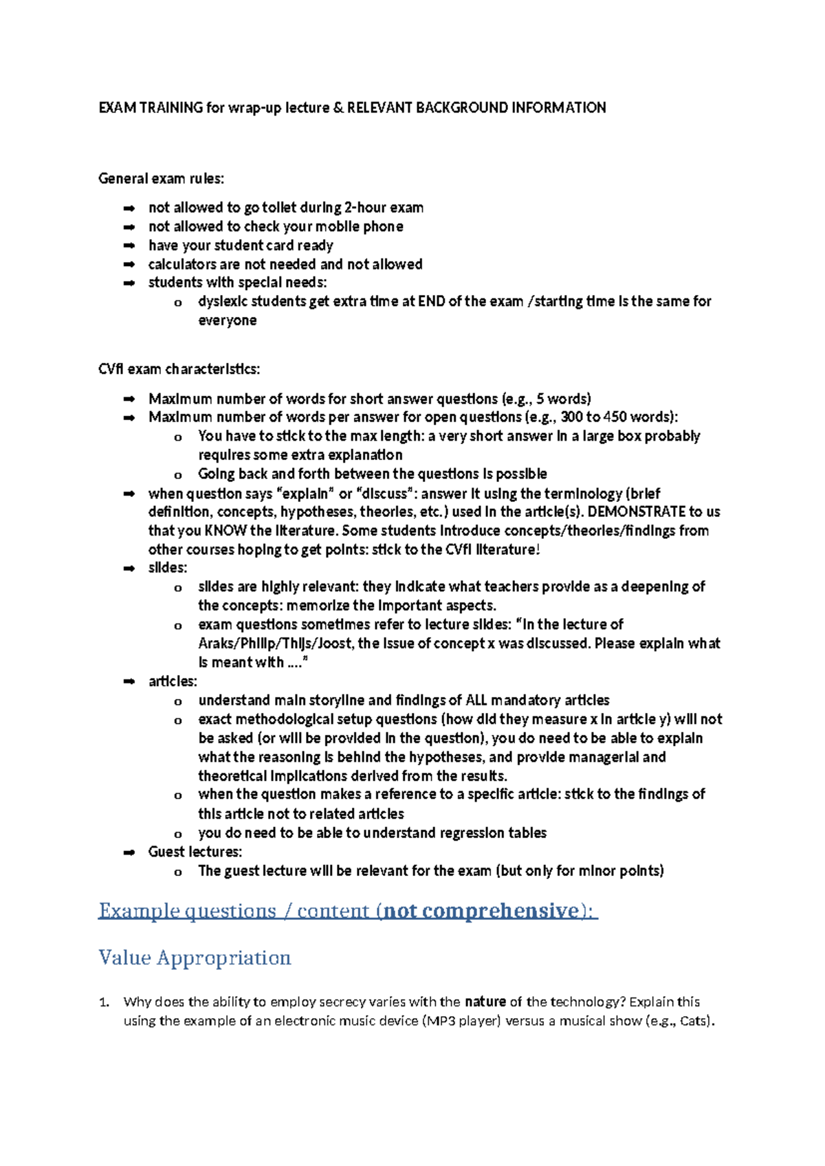 Practice Exam CVFI: Essential Guidelines and Sample Questions - Studeersnel