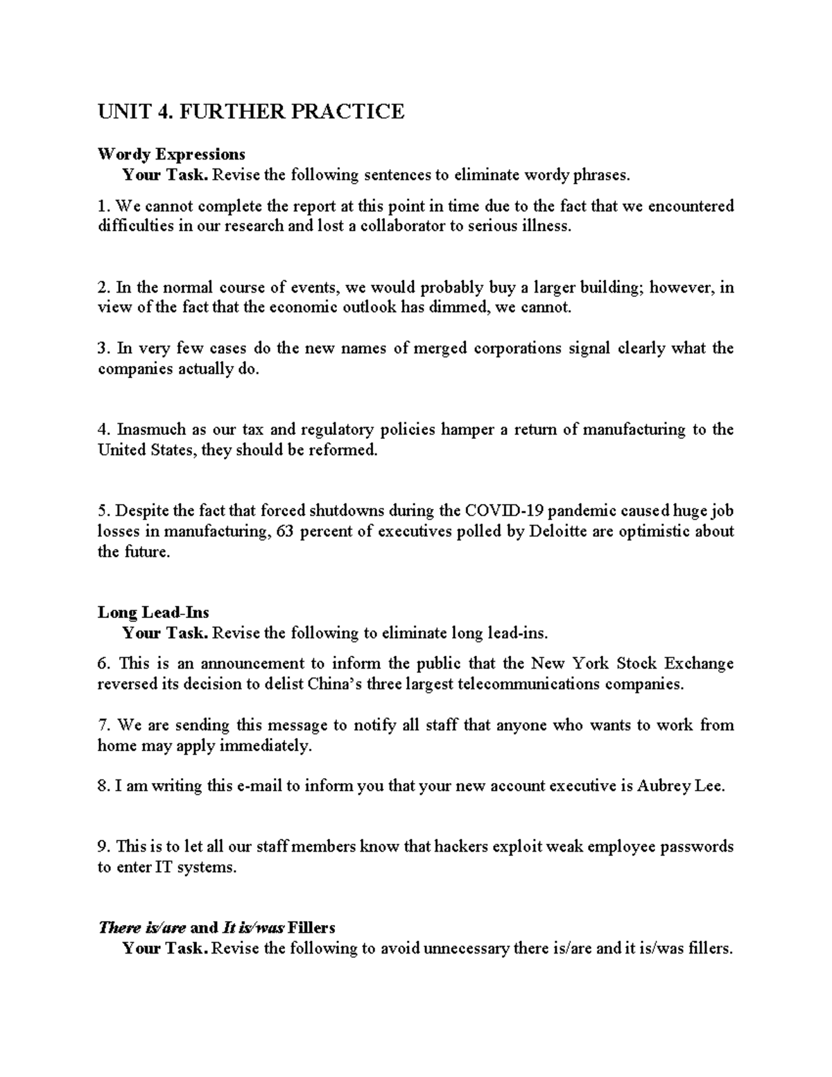 Further Practice Writing Improvement TACN2 - UNIT 4. FURTHER PRACTICE ...