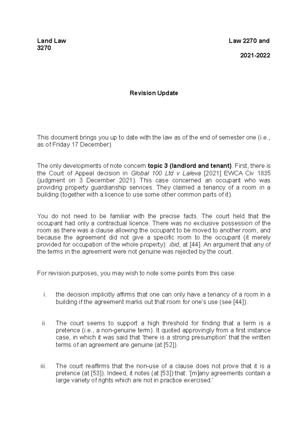 Land 0 - Revision Update(1) - Land Law Law 2270 and 3270 2021- Revision ...