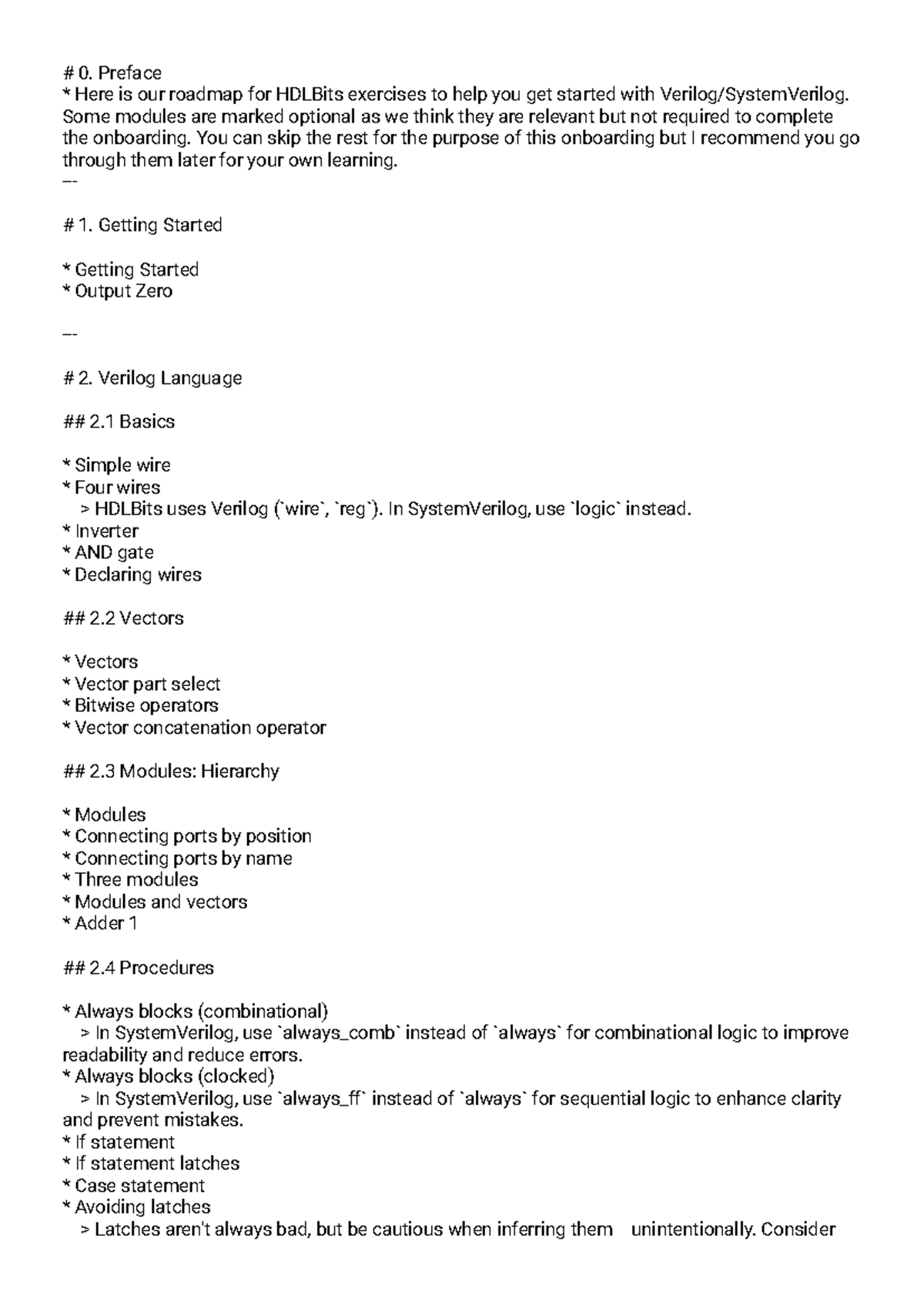 HDL 101: Comprehensive Roadmap for HDLBits Exercises - Studocu