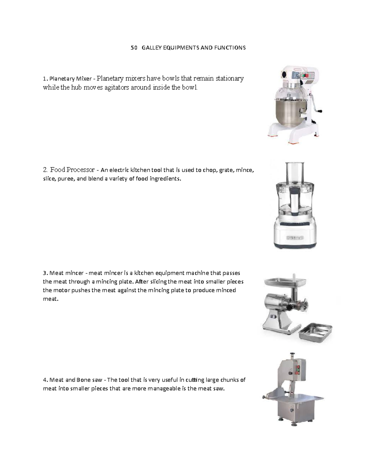 Galley Equipments and Their Functions: A Comprehensive Guide - Studocu
