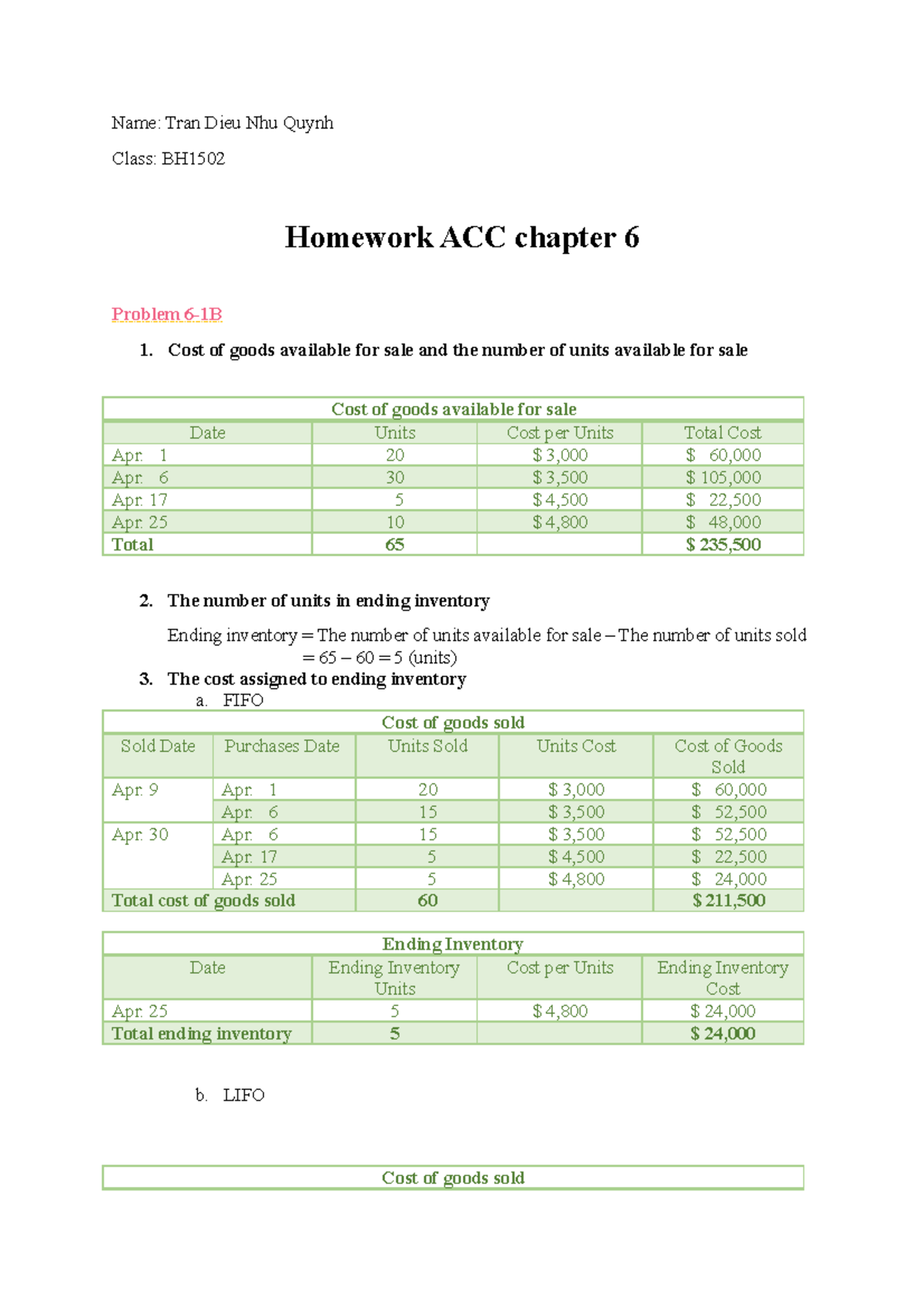 Acc homework chapter 6 - Financial - FPT - Studocu