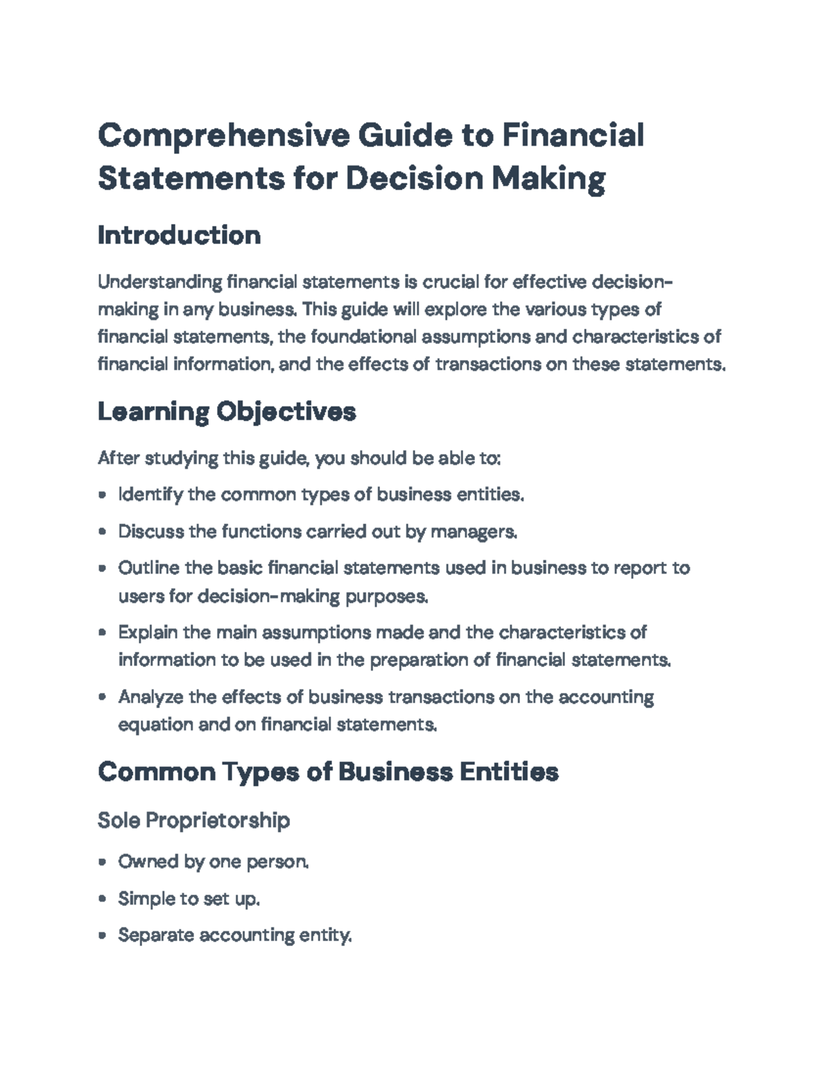 Comprehensive Guide to Financial Statements for Decision-Making ...