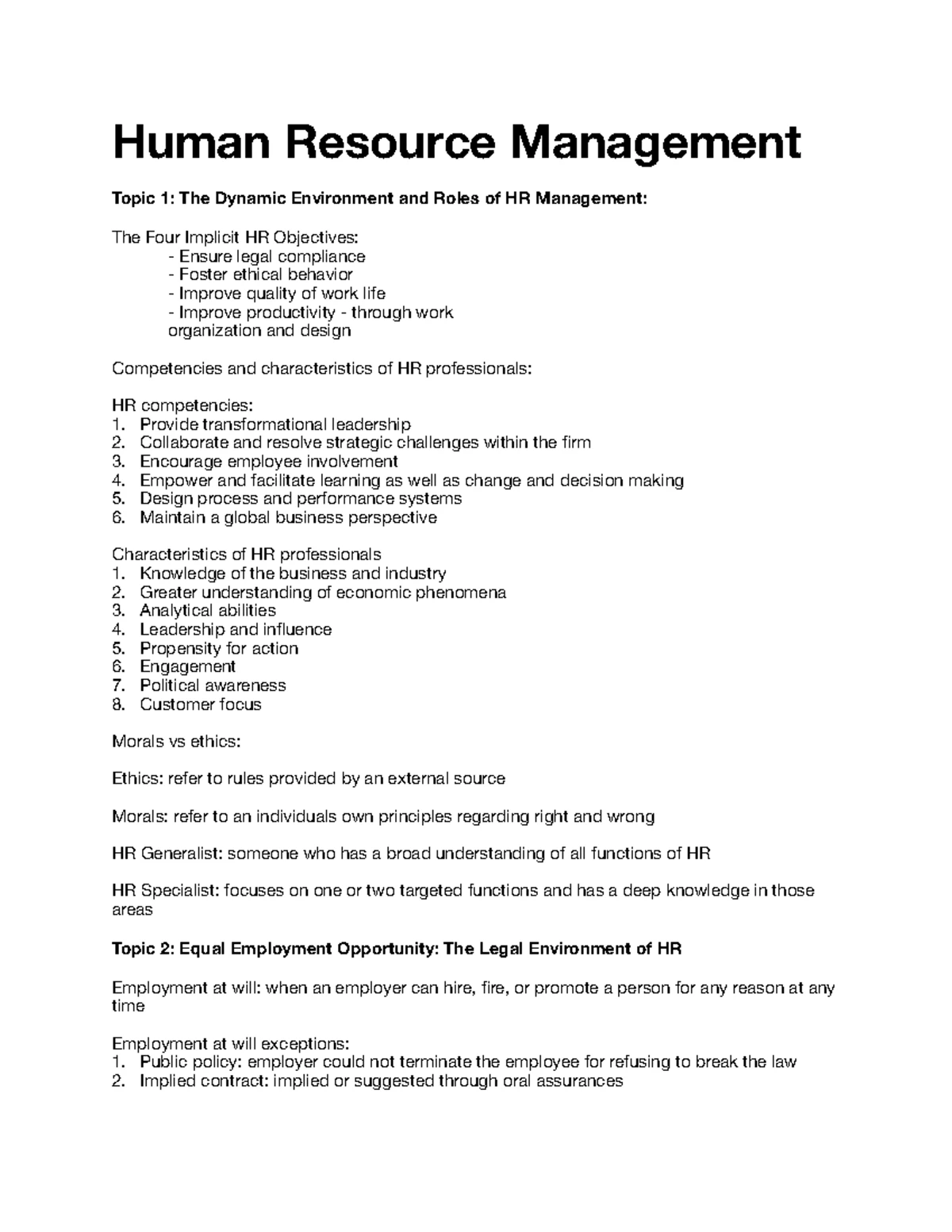 D351 Comprehensive Study Plan for HRM Lessons and Assessments - Studocu