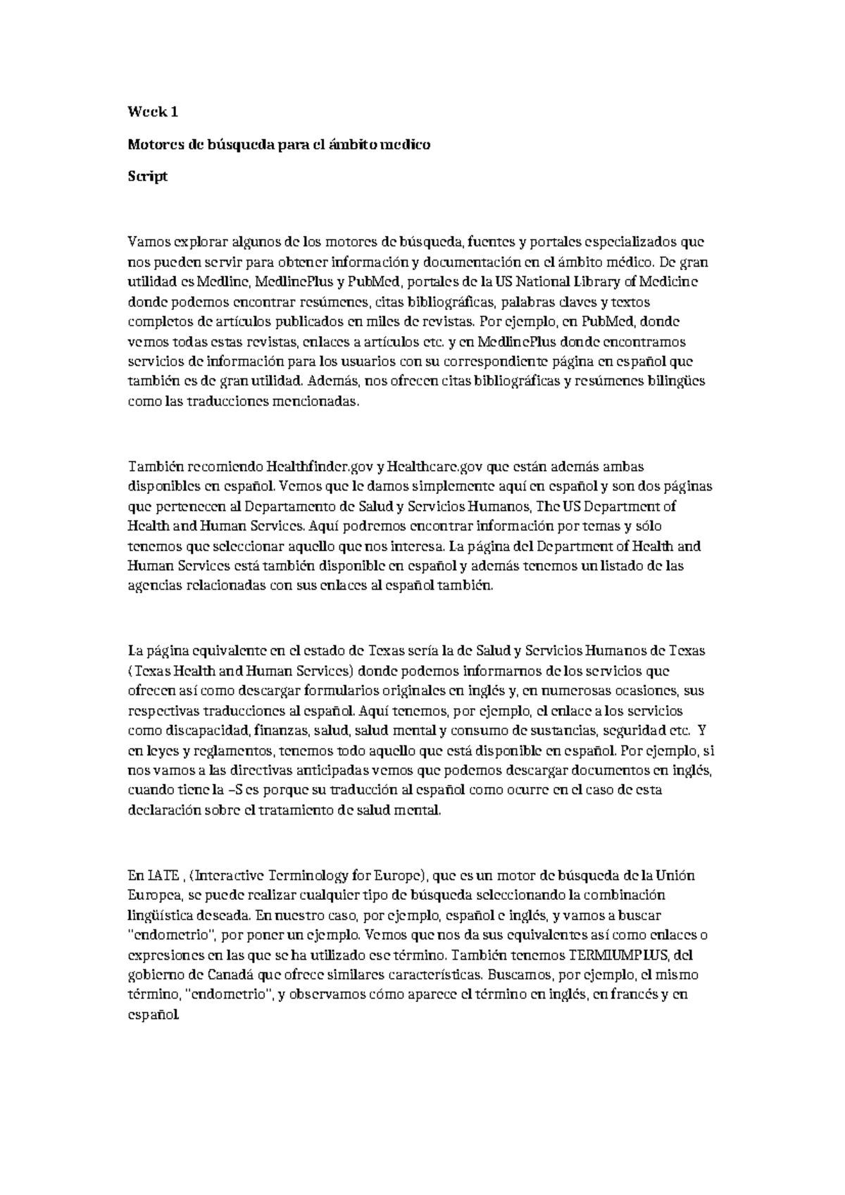 Motores de Búsqueda Médicos: Fuentes y Portales Esenciales - Studocu