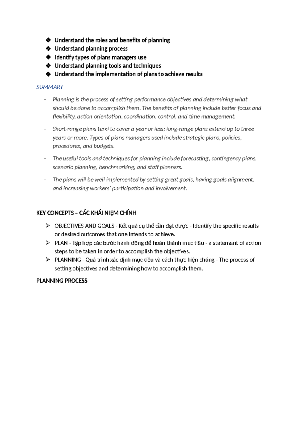 POM 101: Understanding the Planning Process and Its Benefits - Studocu